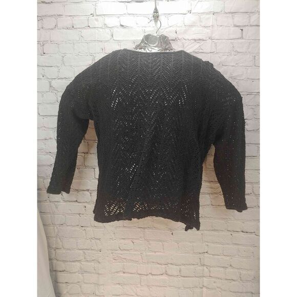 VINTAGE Women's Size XL Black Embroidered Oversized See Through Top - Picture 1 of 4